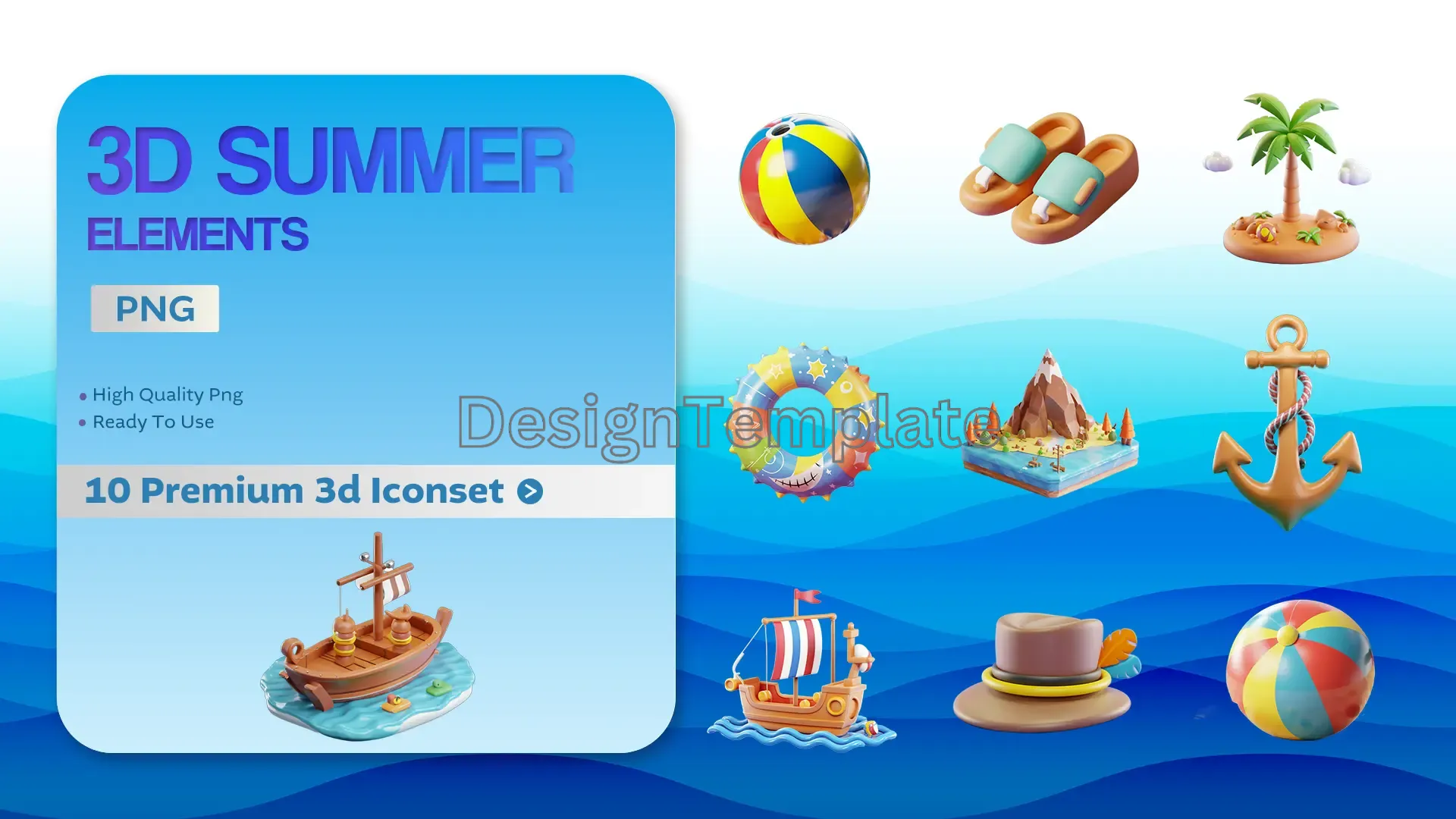 Tropical Escape Vibrant 3D Summer Graphics Pack image